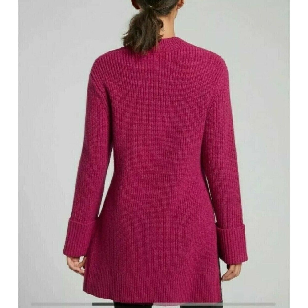 Athleta Shasta Wool Sweater V Neck Oversized chunky cabincore Size XL Pink - Picture 4 of 13